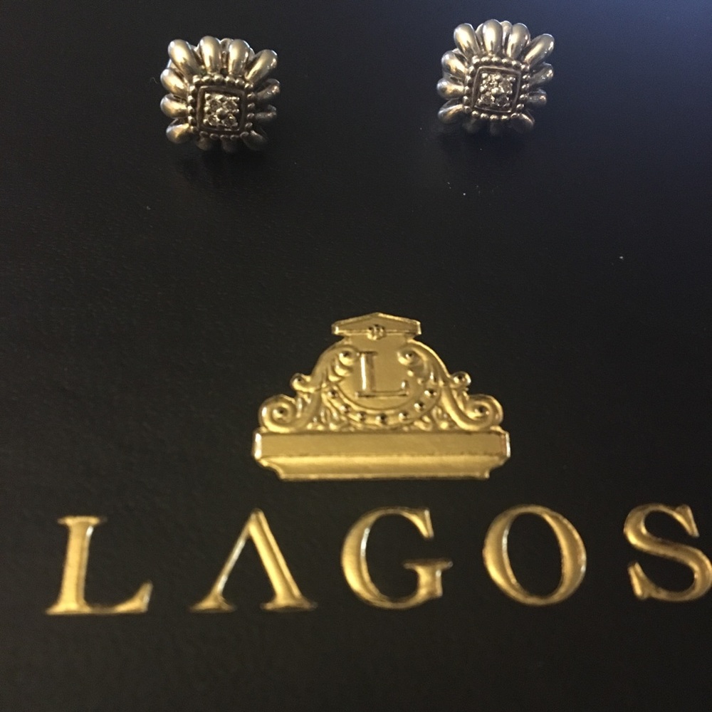 Lagos silver pret-a-porter diamond stud earrings